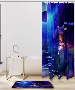 Purple Nightlight Dragon Shower Curtain for a Fantasy-themed Bathroom