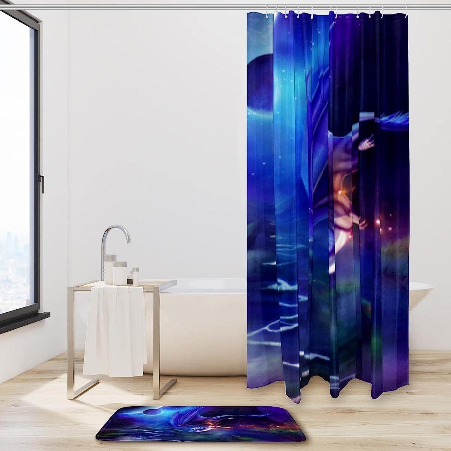 Purple Nightlight Dragon Shower Curtain for a Fantasy-themed Bathroom