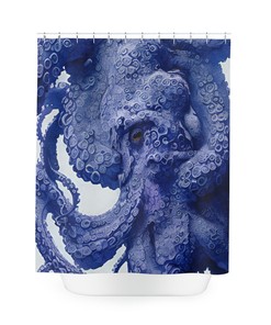 Purple Octopus AI Art Design Shower Curtain Print for Modern Bathroom Decor