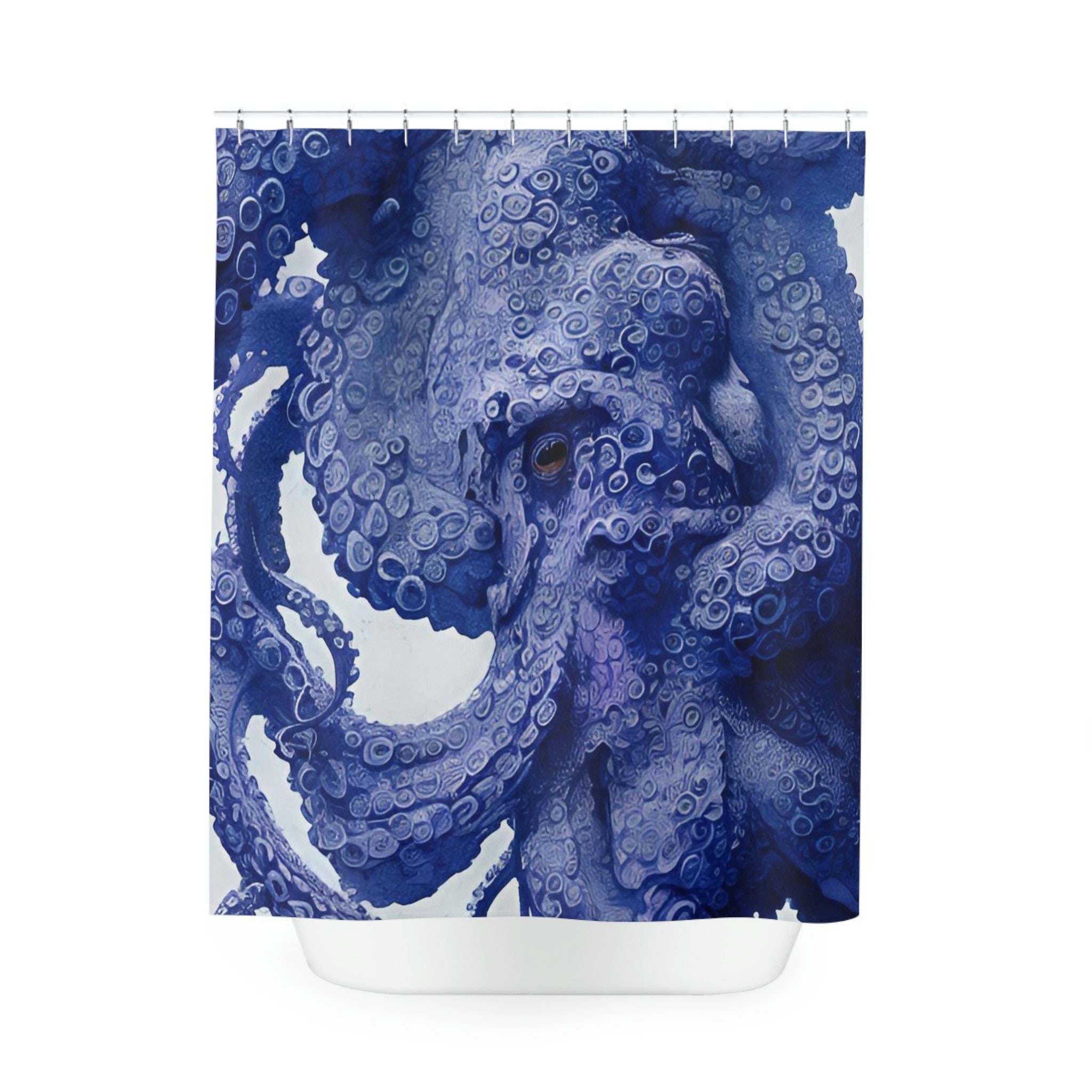 Purple Octopus AI Art Design Shower Curtain Print for Modern Bathroom Decor