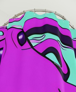 Purple Octopus Waterproof Fabric Shower Curtain with Modern AI Art Design