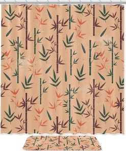 Purple Orange Bamboo Green Shower Curtain For Bathroom Decor