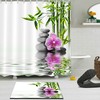 Purple Orchid Flower Shower Curtain - Waterproof Fabric Spa Bathroom Decor with Bamboo Mat