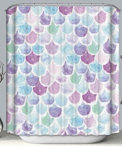 Purple Pink Aqua Mermaid Scales Shower Curtain Fabric for Your Bathroom 