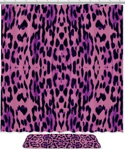 Purple Pink Black Leopard Pattern Unique Shower Curtain