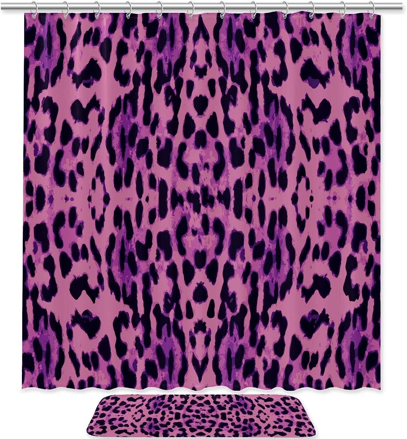Purple Pink Black Leopard Pattern Unique Shower Curtain
