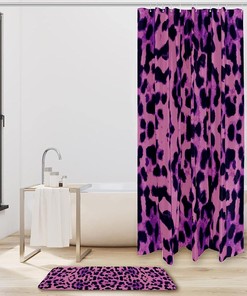 Purple Pink Black Leopard Pattern Unique Shower Curtain