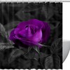 Purple Rose Flower Leaf Fabric Shower Curtain for Bathroom Decor