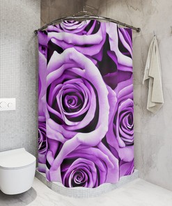 Purple Rose Flowers Shower Curtain, Romantic Floral Bathroom Decor