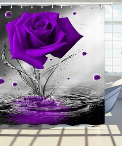 Purple Rose Shower Curtain, Fabric Bath Curtain for Beautiful Bathroom Decor