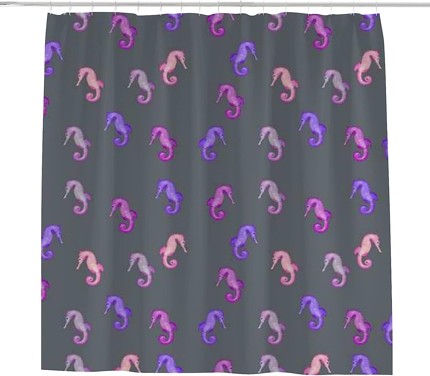 Purple Seahorse Print Shower Curtain for Ocean-Themed Bathroom Design