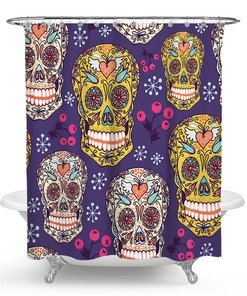 Purple Skull Fabric Shower Curtain - Elegant Skull Bathroom Decor