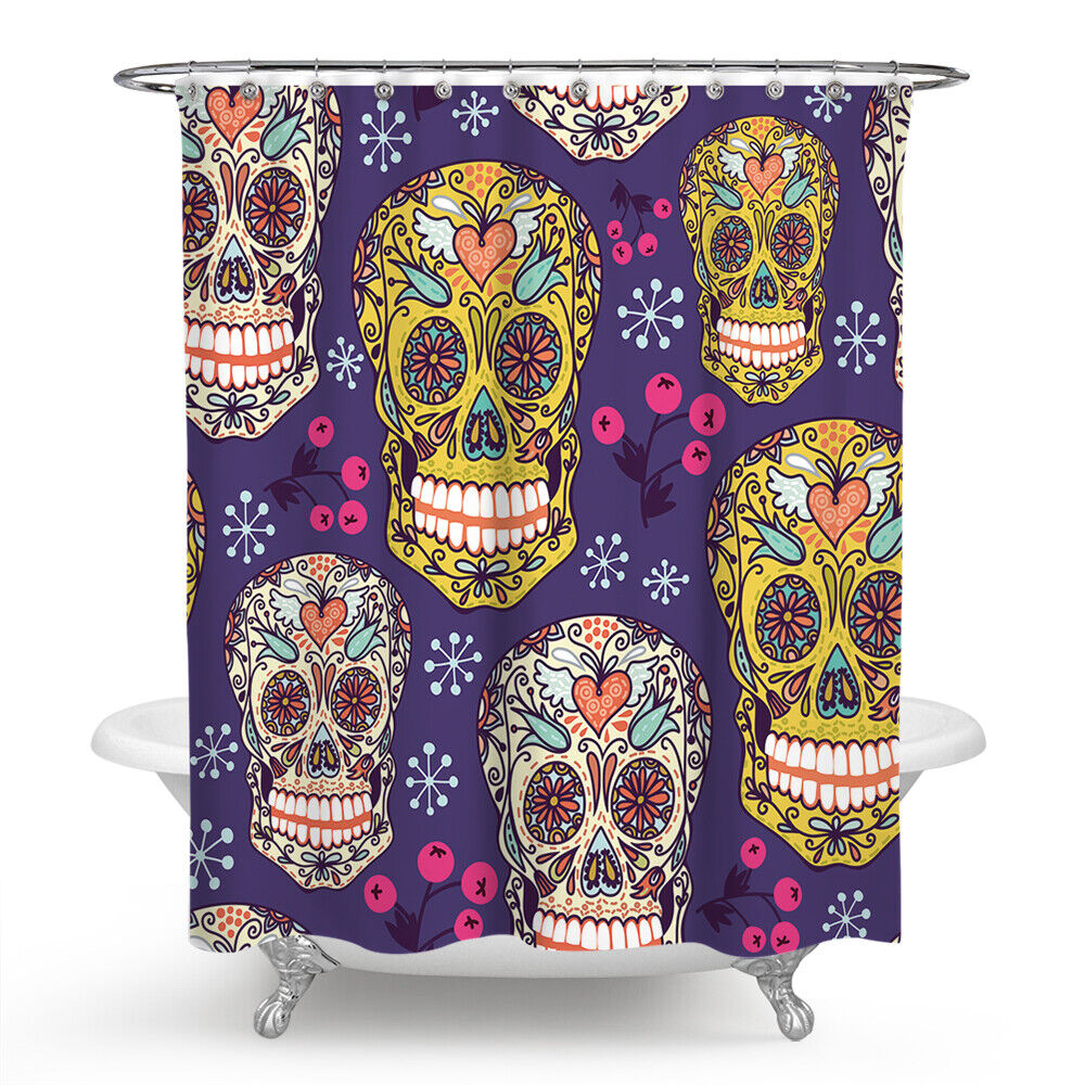 Purple Skull Fabric Shower Curtain - Elegant Skull Bathroom Decor