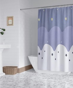Purple Star Shower Curtain with Texture Design for Chic Bathroom Decor