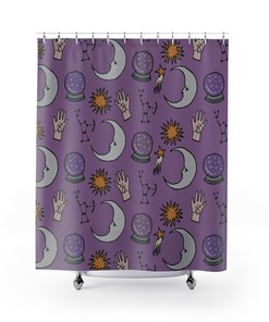 Purple Sun And Moon Witchy Spiritual Unique Shower Curtain