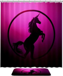 Purple Unicorn Pattern Shower Curtain for Stylish Bathroom Decor