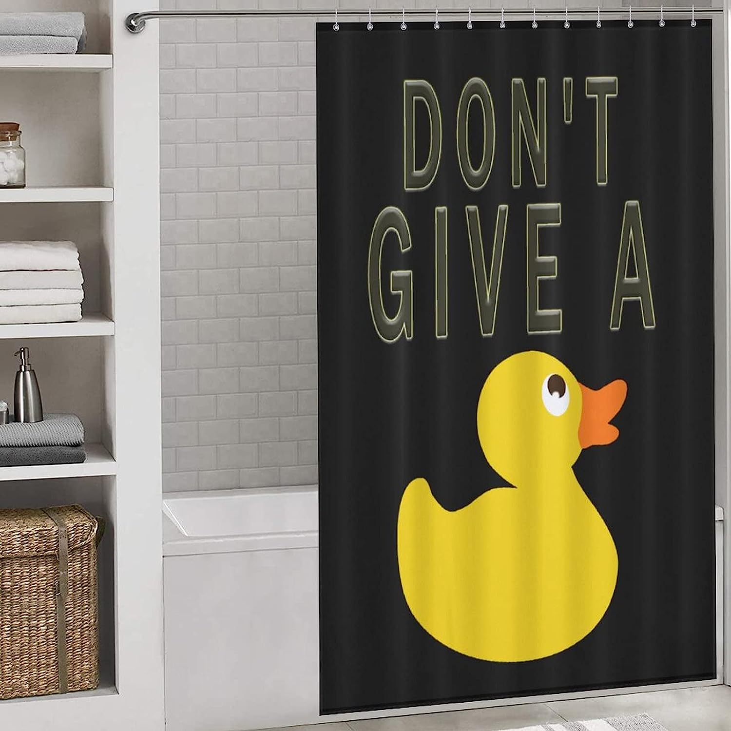 Quack Quack Don'T Look Back Cute Duck Bathroom Shower Curtain - Soft Lightweight Cloth And Fun For Bathroom Decor - Image 3