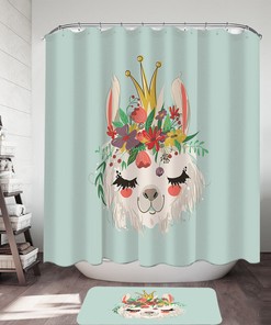 Queen Llamas Adorn This Charming Floral Shower Curtain