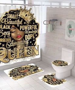 Queen Vibez African American Shower Curtain 4 Piece Set