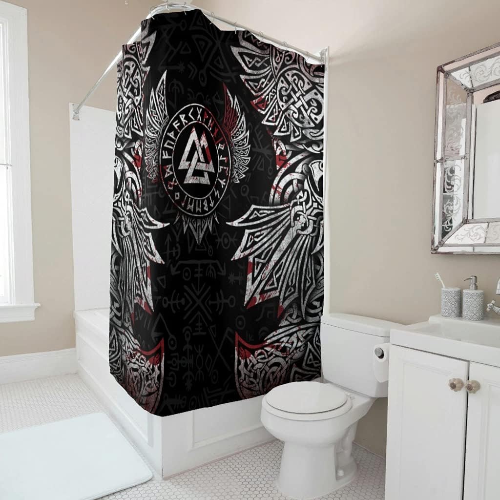 Quick-Drying Viking Bath Shower Curtain in Farmhouse White- Durable and Washable Bathroom Accessory
