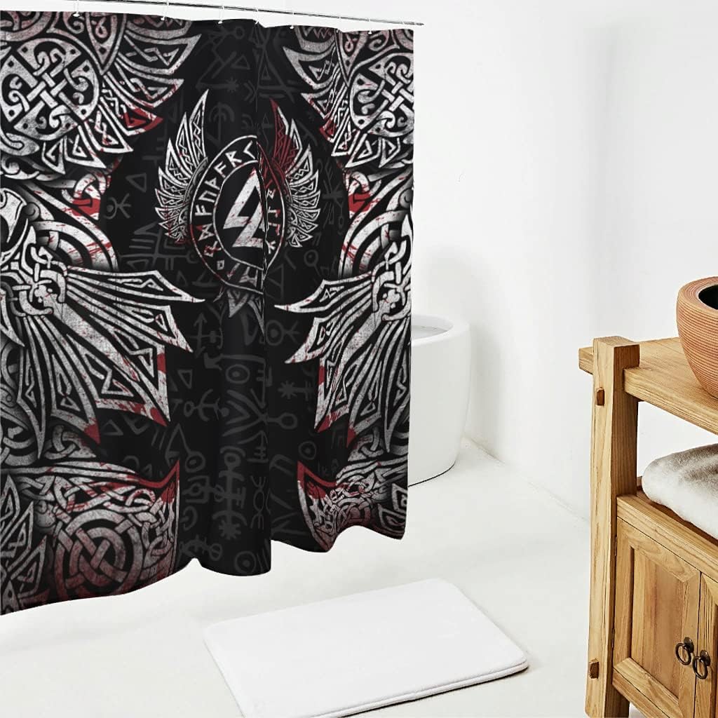 Quick-Drying Viking Bath Shower Curtain in Farmhouse White- Durable and Washable Bathroom Accessory