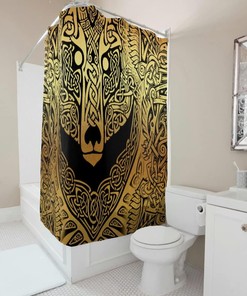 Quick-Drying Viking War Bear Shower Curtain- White Bathroom Accessory with Unique Design
