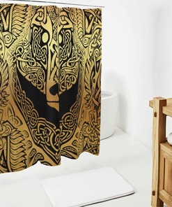 Quick-Drying Viking War Bear Shower Curtain- White Bathroom Accessory with Unique Design