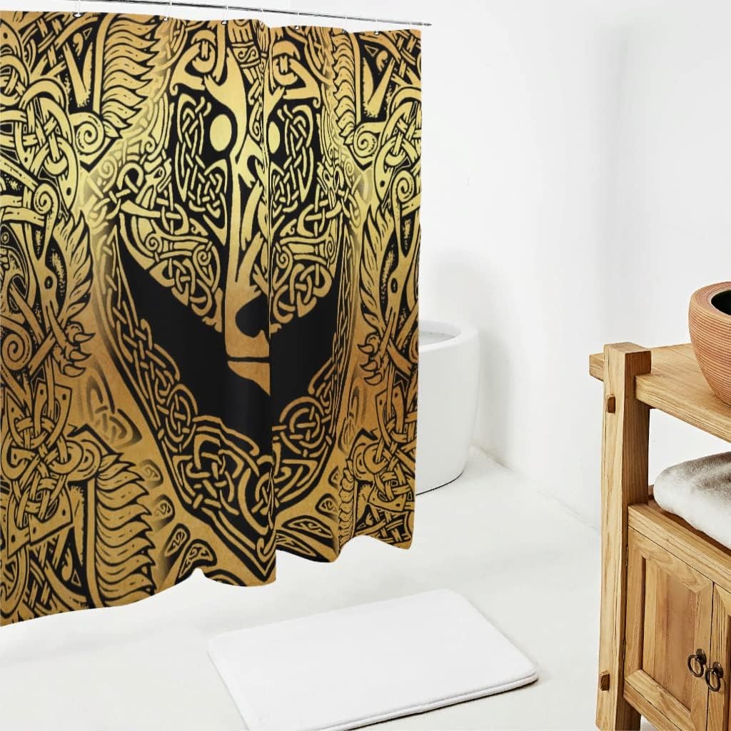 Quick-Drying Viking War Bear Shower Curtain- White Bathroom Accessory with Unique Design