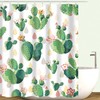 Quirky And Cute Green Boho Cacti Succulent Plant Shower Curtain