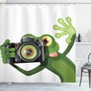 Quirky And Fun Frog Shower Curtain With Camera Print - A Perfect Addition To Your Bathroom Decor