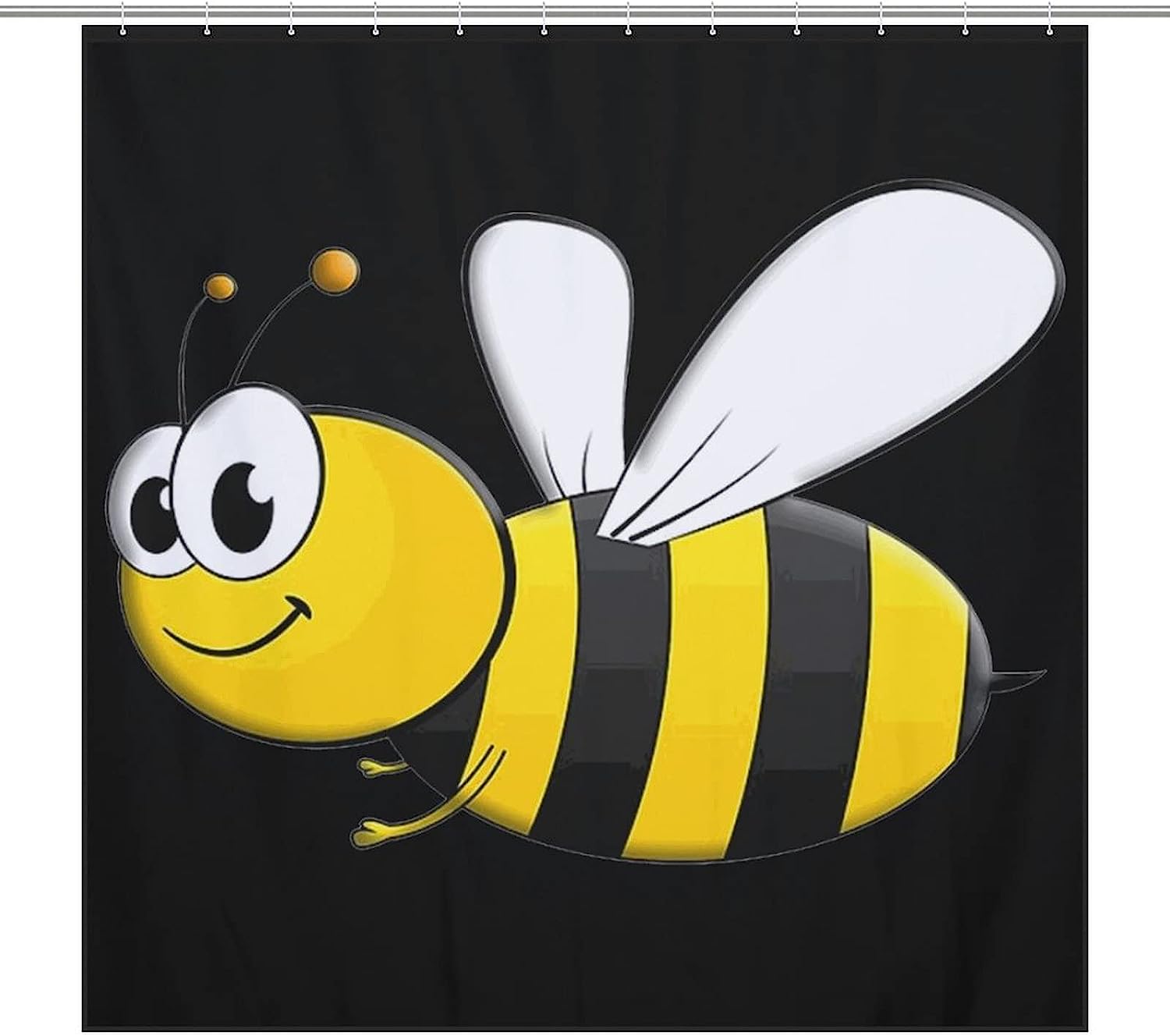 Quirky Cartoon Bee Printed Bathroom Shower Curtain For Home Decoration