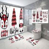 Quirky Cartoon Christmas Dwarfs Elk Print Shower Curtain For A Festive Look