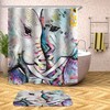 Quirky Elephant Graffiti Painting Waterproof Shower Curtain With Anti-Slip Bathtub