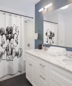 Quirky Mickey Minnie Sketch Shower Curtain For Disney Lovers