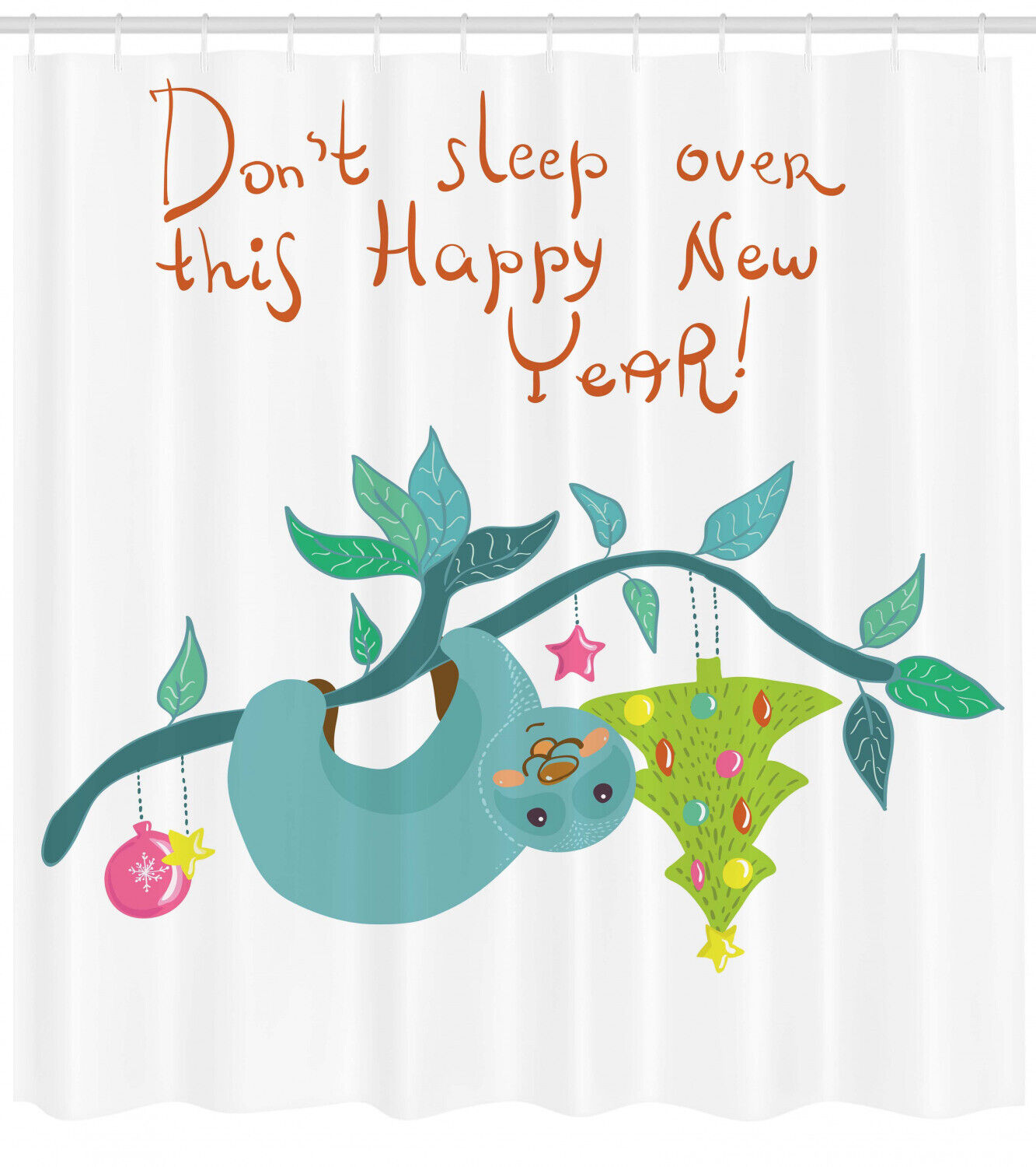 Quirky Sloth Pattern Shower Curtain, Stand Out Bathroom Decor