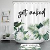 Quirky and Humorous Word Design Shower Curtain with Tropical Plant Leaf Flowers
