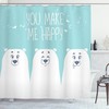 Quote Cartoon Bears Printed Shower Curtain for Kid's Bathroom Decor- Waterproof and Inspirational 