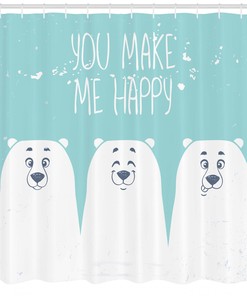 Quote Cartoon Bears Printed Shower Curtain for Kid's Bathroom Decor- Waterproof and Inspirational