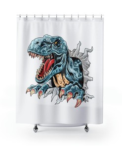 RAWR T-REX Dinosaur Shower Curtain for Fun Kids Bathroom Decor and Dinosaur Lovers