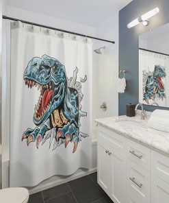 RAWR T-REX Dinosaur Shower Curtain for Fun Kids Bathroom Decor and Dinosaur Lovers