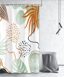 RV Camper Waterproof Small Leaf Shower Curtain with Modern Design