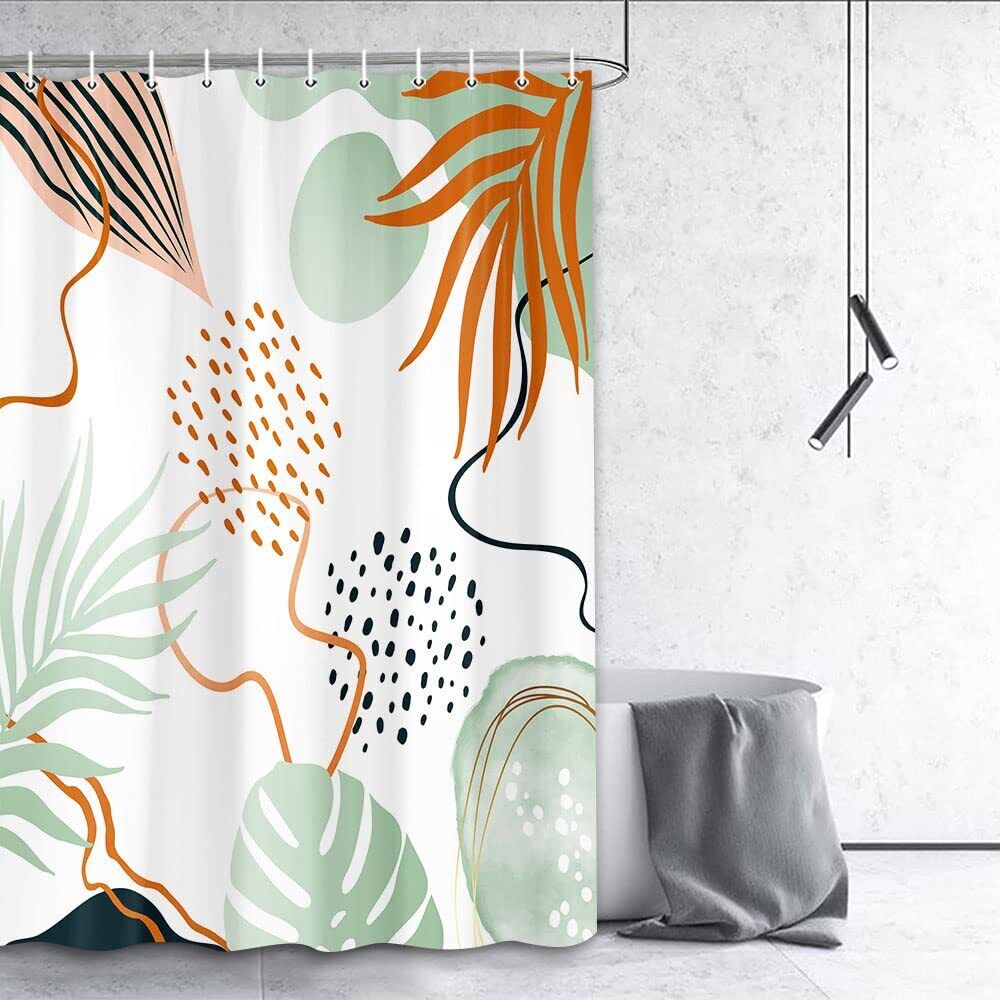 RV Camper Waterproof Small Leaf Shower Curtain with Modern Design