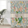Rabbit Eggs Floral Blue Easter Shower Curtain For Bathroom Decor