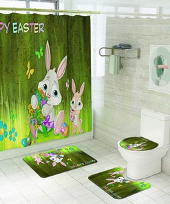 Rabbit Flower Print Shower Curtain for a Fun and Playful Bathroom Decor