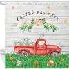 Rabbit On Red Truck With Easter Eggs Farmhouse Shower Curtain