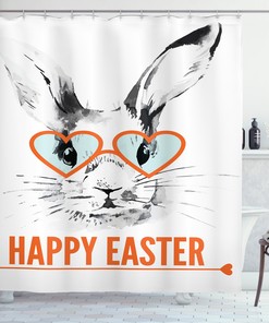 Rabbit With Glasses Vintage Bathroom Shower Curtain