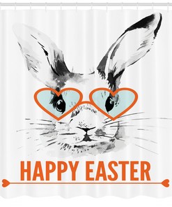 Rabbit With Glasses Vintage Bathroom Shower Curtain