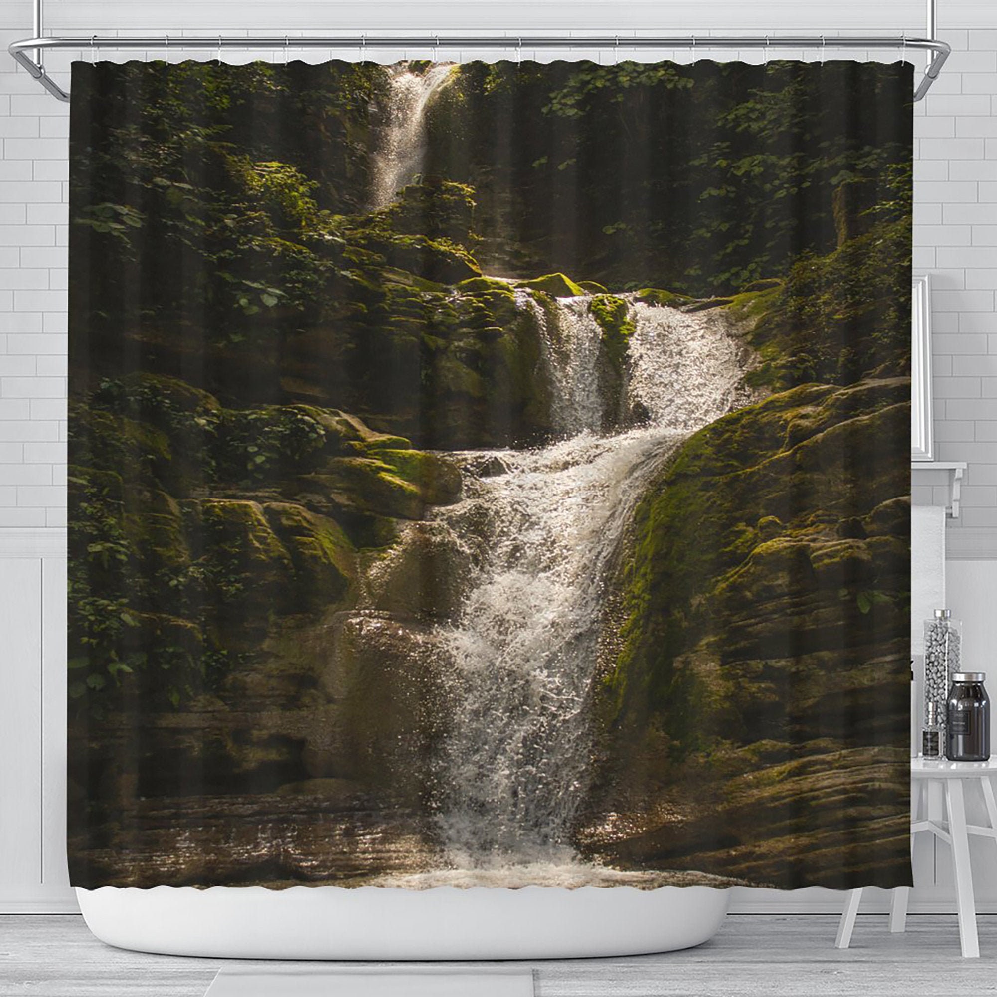Rain Forest Shower Curtain with Irish Falls for Natural Bathroom Decor