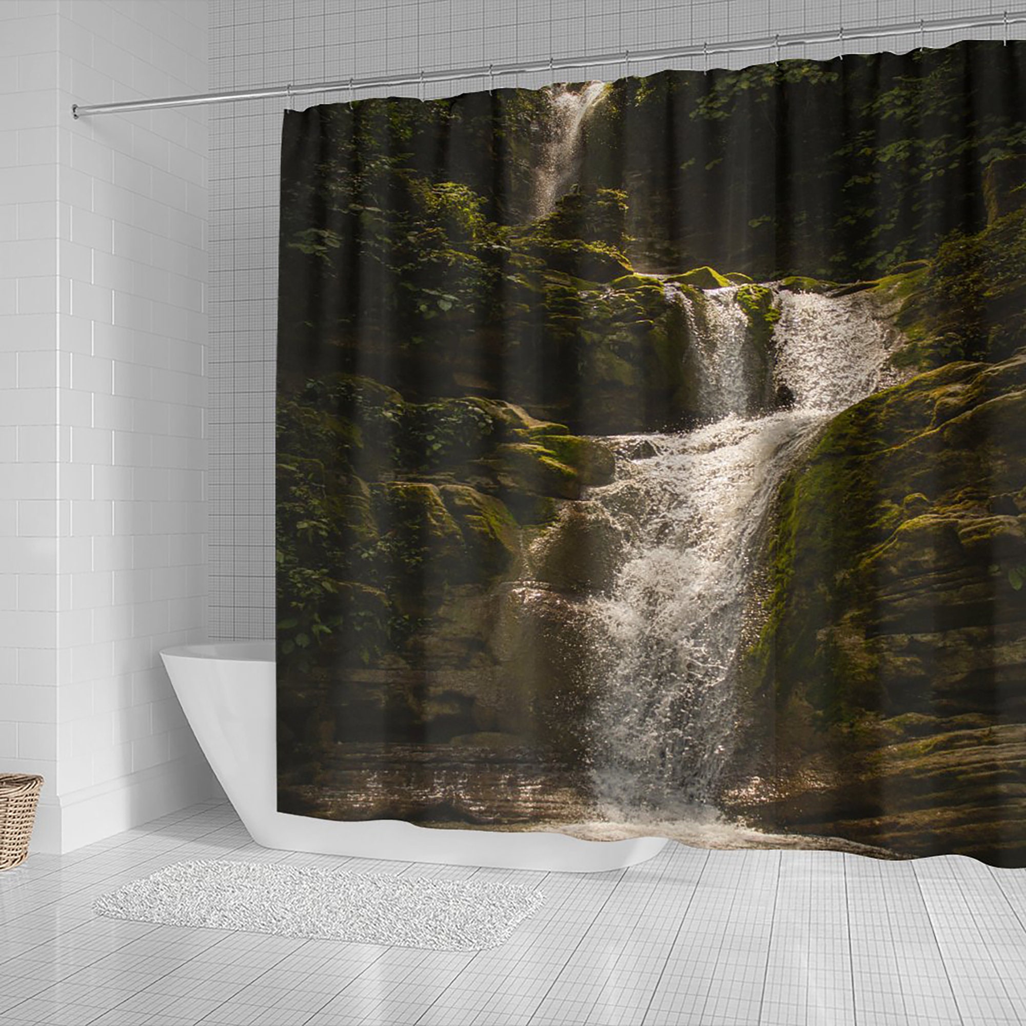 Rain Forest Shower Curtain with Irish Falls for Natural Bathroom Decor