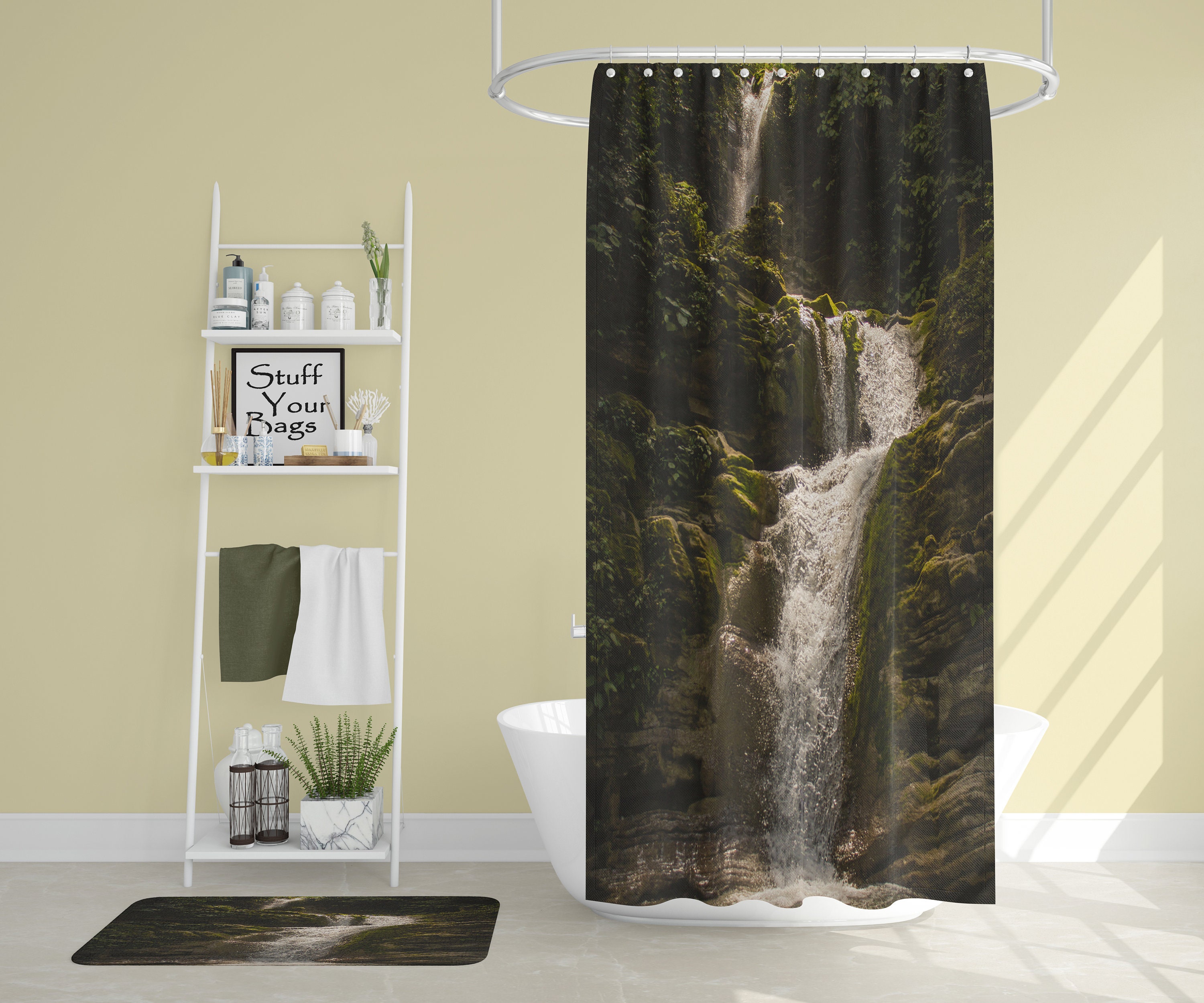 Rain Forest Shower Curtain with Irish Falls for Natural Bathroom Decor